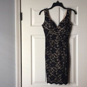 Honey and Rosie Black Lace Mini Dress w/ Nude Underlining